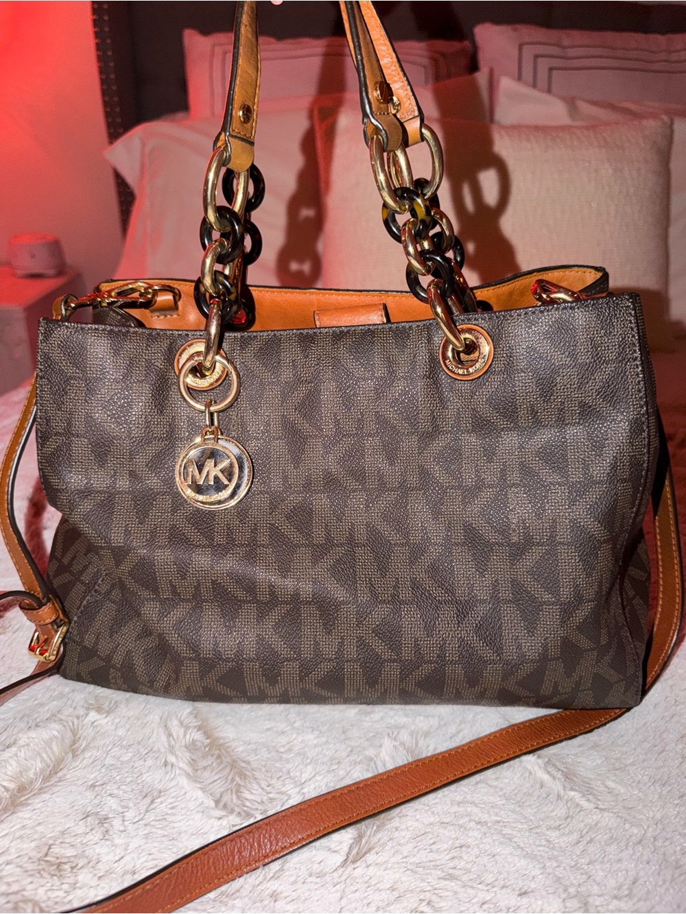Michael Kors Brown Logo Chain-Handle Tote - Picture 1 of 6